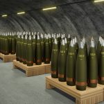 Military storage of 155mm gun shells