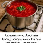 скільки зберігається борщ в холодильнику