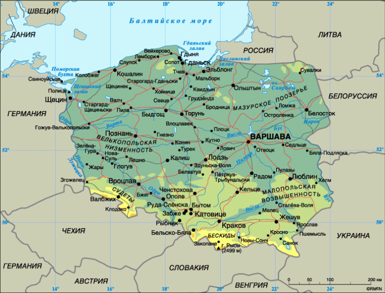 Сусіди Польщі: сім сухопутних країн і Балтика