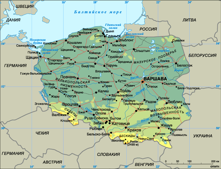 Сусіди Польщі: сім сухопутних країн і Балтика