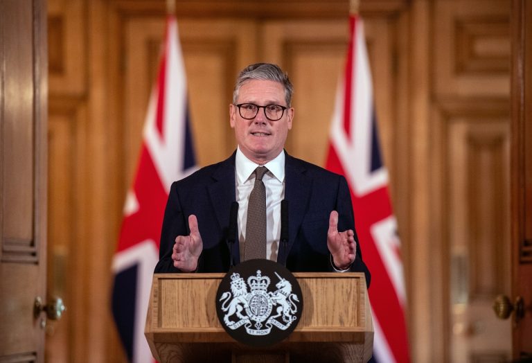 Britain's Prime Minister Keir Starmer holds news conference following first cabinet meeting